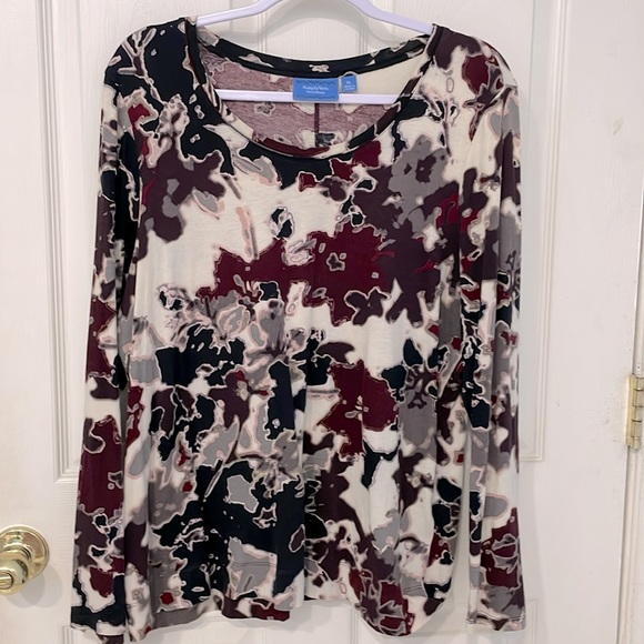 SIMPLY VERA VERA WANG Long Sleeve Textured Blouse size XL, EUC - Picture 1 of 9